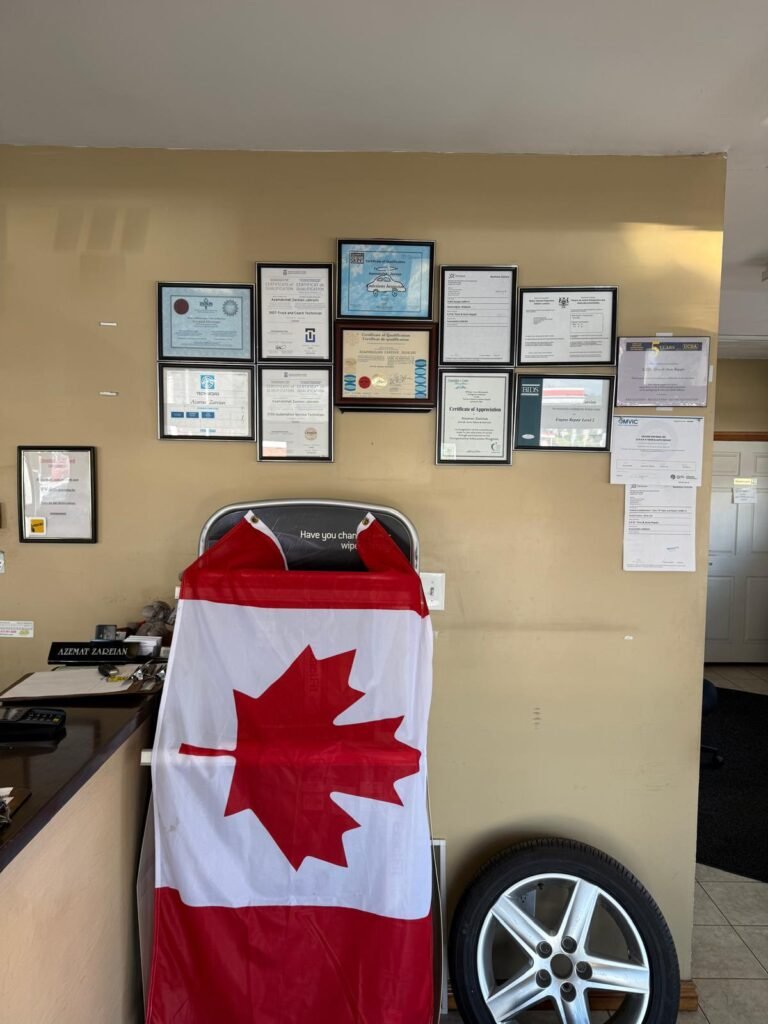 S.P.D. Auto Repair front desk with certifications wall S.P.D. Auto Repair front desk with certifications wall
